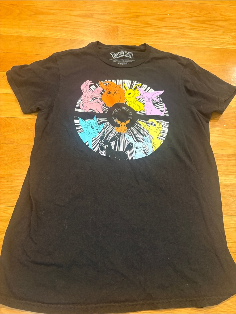 Hybrid Apparel Black Short-Sleeve Eevee Evolutions Graphic Tee